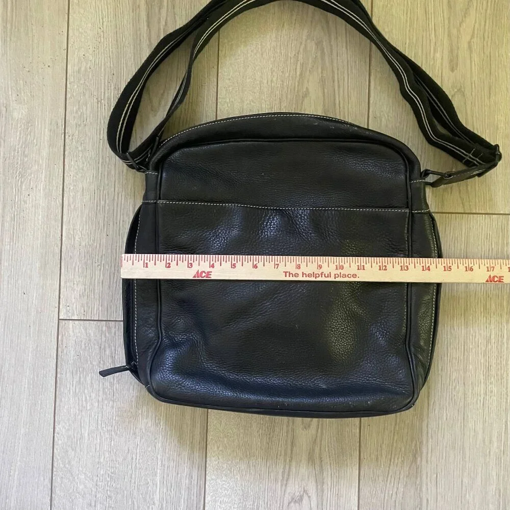 Storksak Leather Jamie Messenger Bag Shoulder Bag Black Dad Work Office